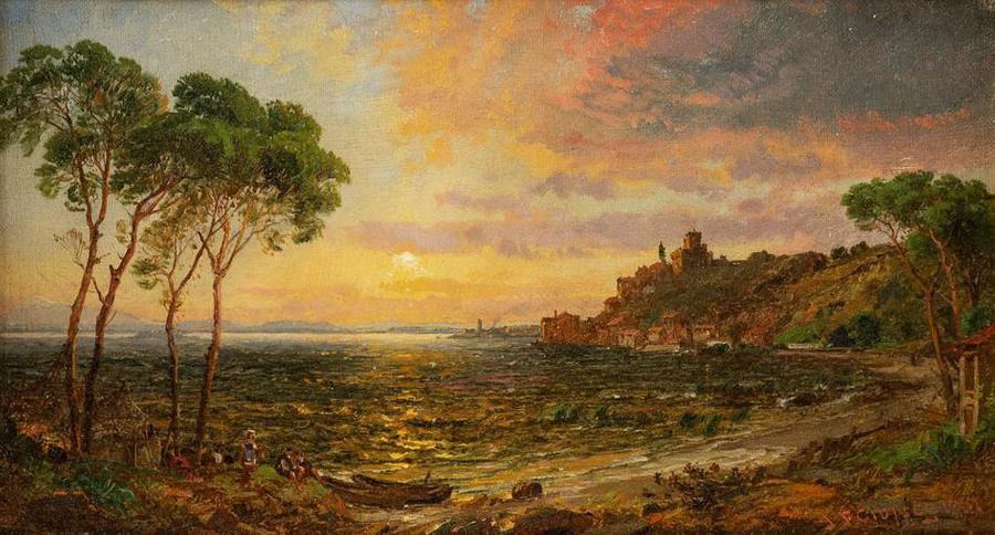 "Sunset Over Lake Thrasemine" by Jasper Francis Cropsey
www.eldreds.com