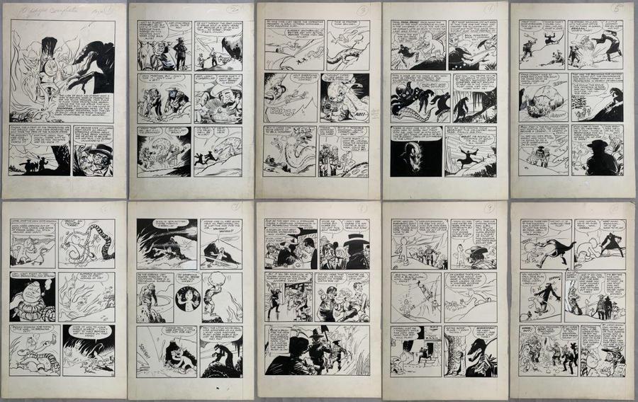 Complete ten-page, unpublished story by Frank Frazetta titled Snowman that’s expected to bring $30,000-$50,000. Many of Frazetta’s comic pages sell for $15,000-$30,000.
Weiss Auctions