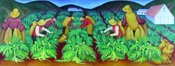 Artichoke Pickers mural by Henrietta Shore, 1934; c California State Parks