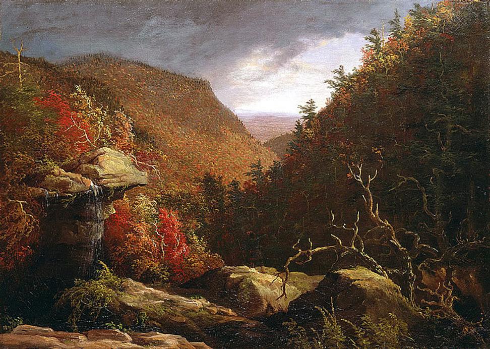 Thomas Cole, The Clove, Catskills, Oil on canvas, 1827, 25 ¼ x 35 1/8 in.  New Britain Museum of American Art.  Charles F.  Smith Fund, 1945.22.