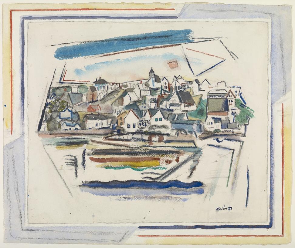 John Marin, Stonington, Maine, 1923.  Watercolor and charcoal, 21 3/4 x 26 1/4 in.  Colby College Museum of Art.  Gift of John Marin Jr.  and Norma B.  Marin, 1973.047