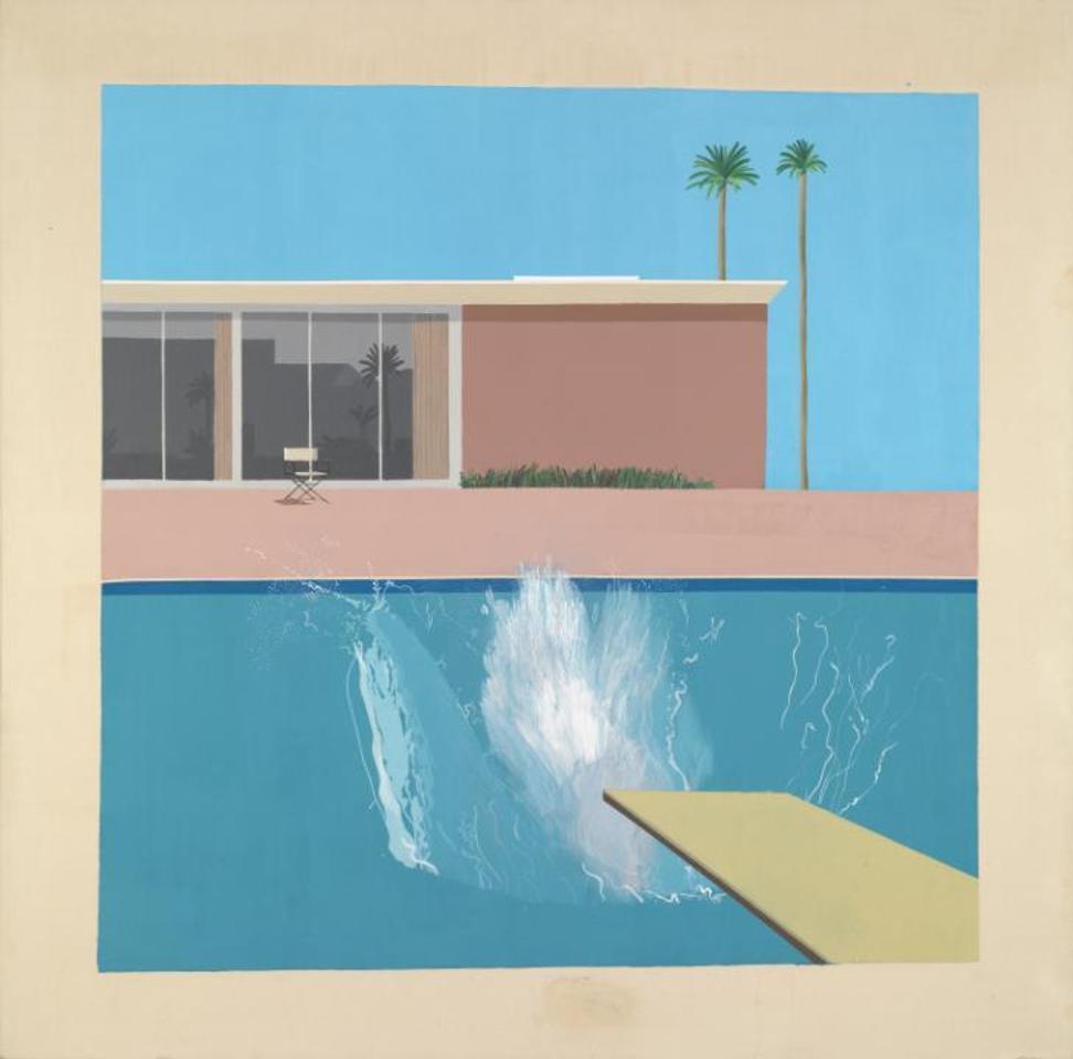 David Hockney, A Bigger Splash, 1967.  Acrylic on canvas, support: 2425 x 2439 x 30 mm Purchased 1981© David Hockney 2010