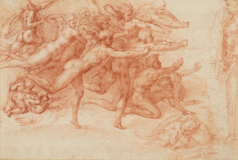 Michelangelo Buonarroti, Italian, Caprese 1475-1564 Rome.  Archers Shooting at a Herm, 1530-33.  Drawing, red chalk.  ROYAL COLLECTION TRUST / © HER MAJESTY QUEEN ELIZABETH II 2017, www.royalcollection.org.uk