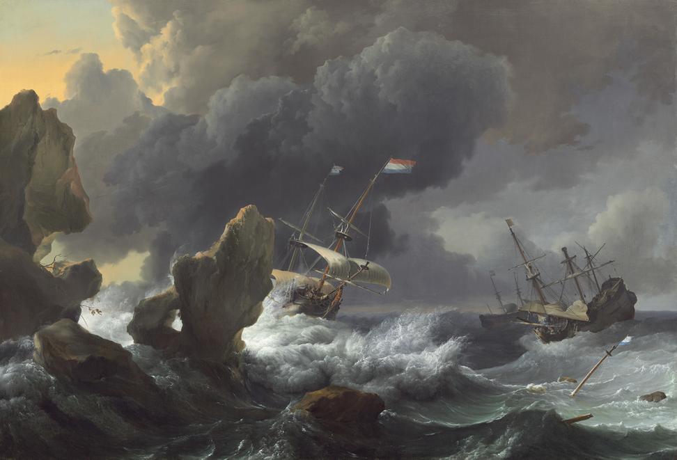 Ludolf Backhuysen, Ships in Distress off a Rocky Coast, 1667, oil on canvas, National Gallery of Art, Washington, Ailsa Mellon Bruce Fund