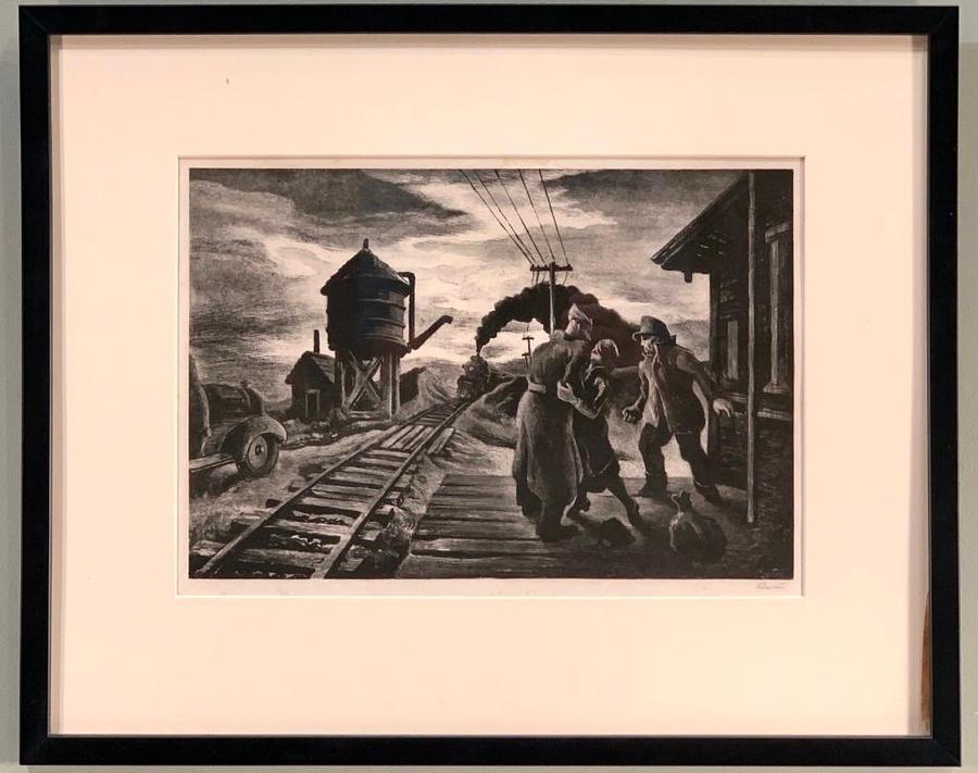 The Missouri artist Thomas Hart Benton (1889-1975) will be represented with a lithograph titled Morning Train, a heart-wrenching image of a soldier heading off to war (est. $2,500-$4,500).
Neue Auctions