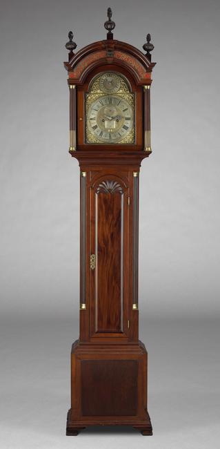 Tall Case Clock Movement : William Claggett, Newport Rhode Island, ca. 1740, Case: Unidentified Maker, Newport, Rhode Island, ca. 1765, mahogany, chestnut, white pine; brass, iron, steel and lead, Museum Purchase, 1972-36
Art Museums of Colonial Williamsburg