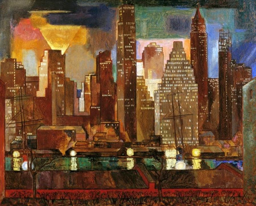 Stefan Hirsch (1899-1964) Manhattan Nocturne, 1947, Oil on masonite, 40 x 50 inches
Meredith Ward Fine Art