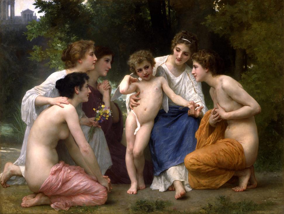 William-Adolphe Bouguereau (French, 1825–1905) Admiration, 1897.  Oil on canvas, 58 × 78 in.  San Antonio Museum of Art, bequest of Mort D.  Goldberg, 